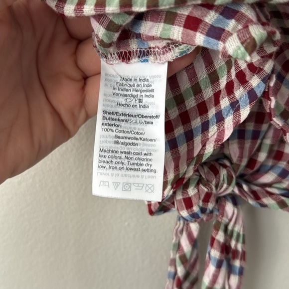 Madewell Novel Tie-Front Top in Rainbow Gingham Check - Picture 4 of 4